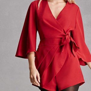 Selfie Leslie Red Wrap Romper